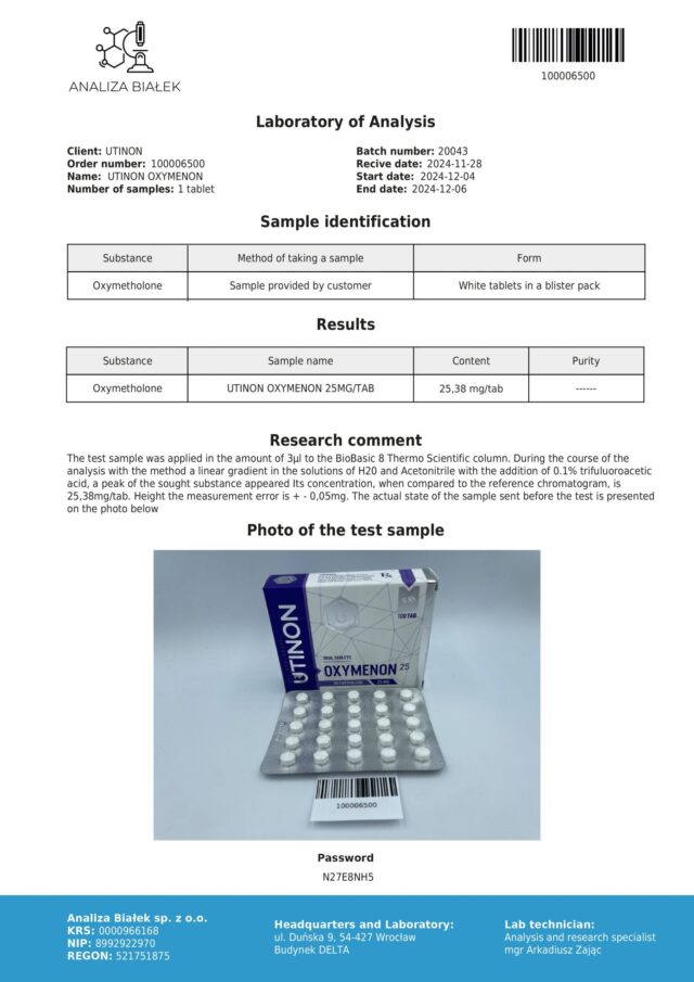 UTINON Oxymenon 25 test