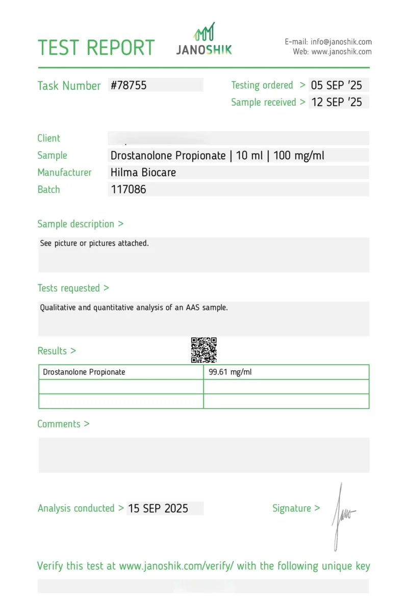 hilma-biocare-Drostanolone Propionate Hilma Biocare Drostanolone Propionate lab-test