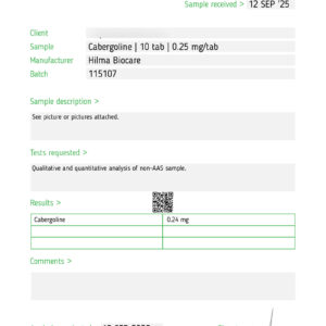 hilma-biocare-cabergoline Hilma Biocare Cabergoline lab-test