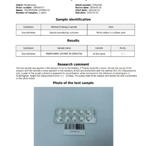oxymed-labtest OxyMED 50 mg Medi Pharma lab-test