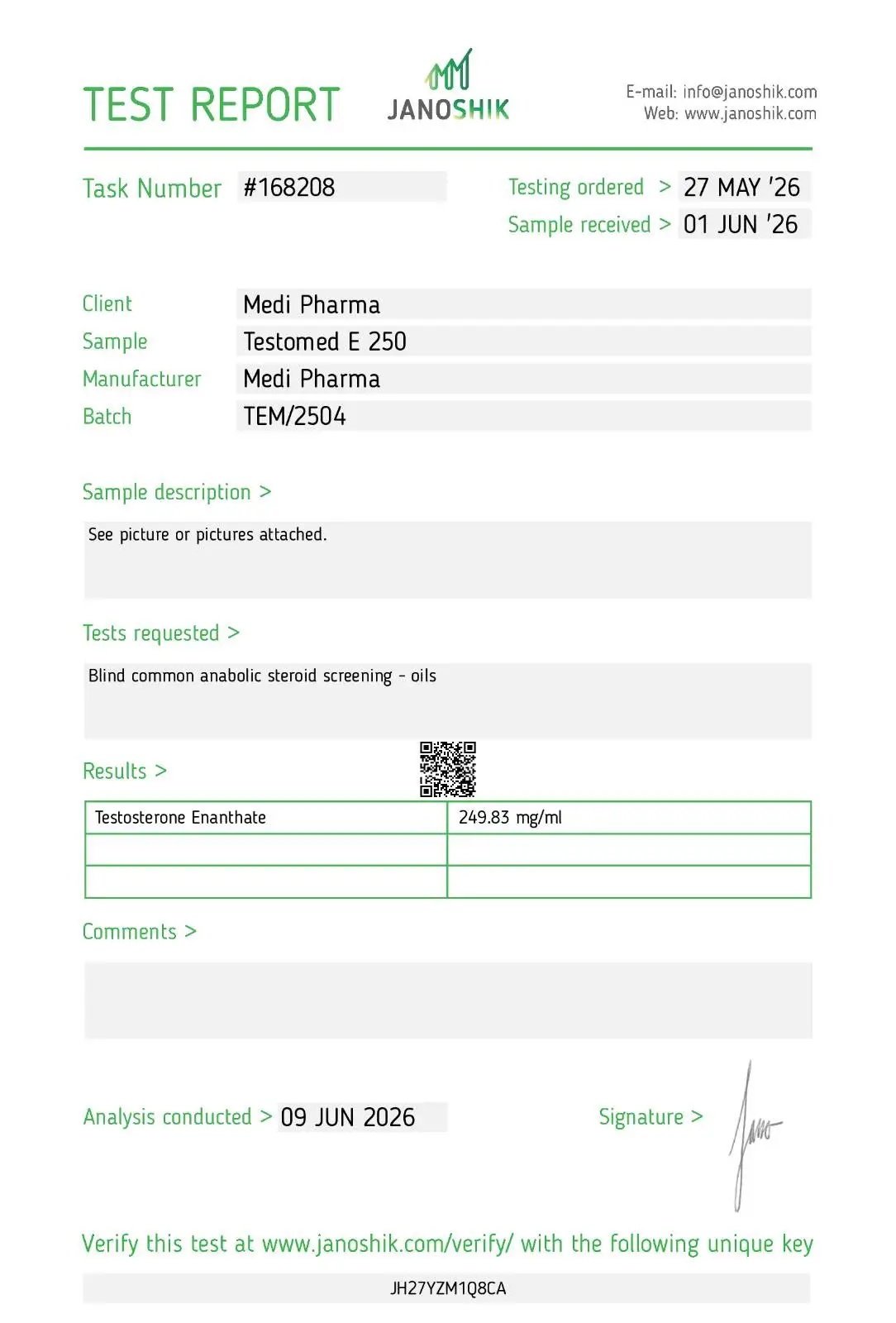 Medi Pharma Testomed Enan lab test