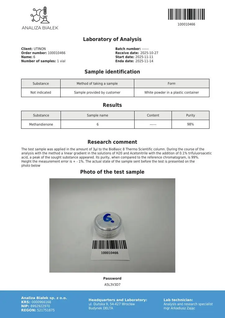 UTINON METHANDIENONE lab test