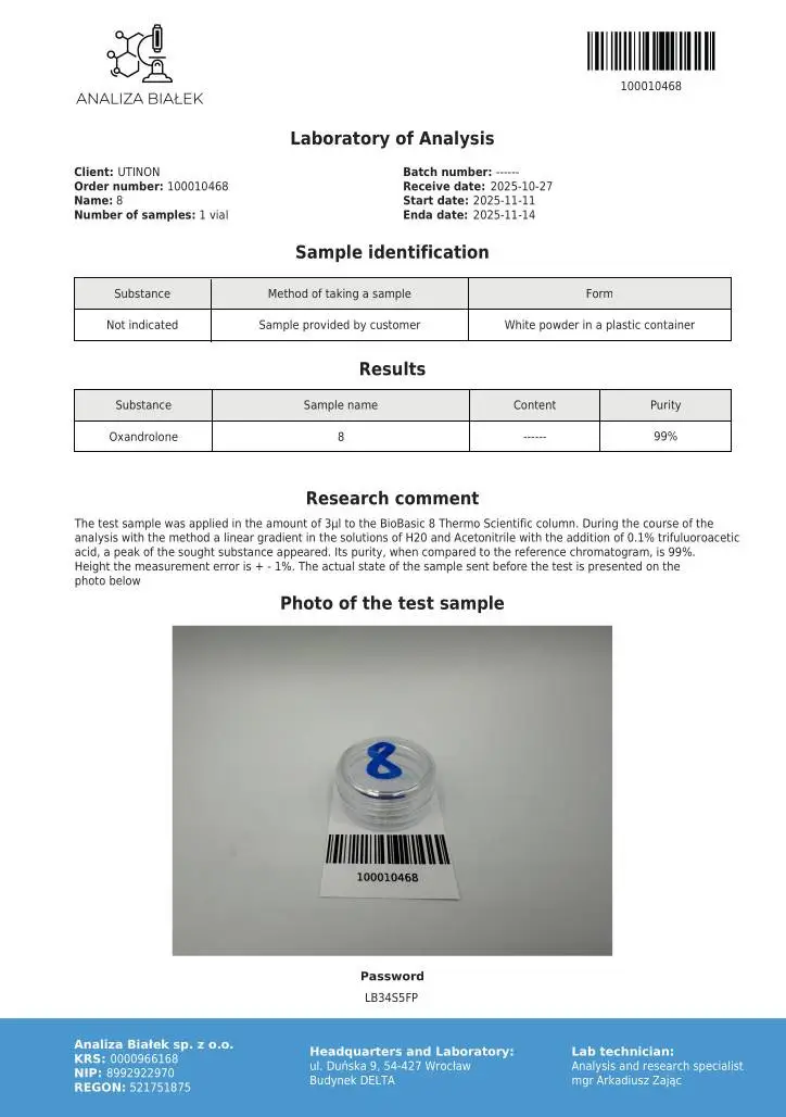 utinon-oxandrolone-powder-lab-test UTINON oxandrolone lab test